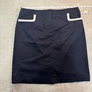 NEW Talbots Navy Pencil Skirt with white Trim 14 cotton spandex stretch classy